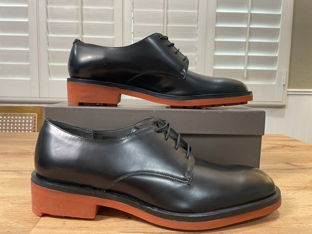 Robert Clergerie Robert-DL Oxford Dress Shoe Black Glazed Leather Size 11 US NIB